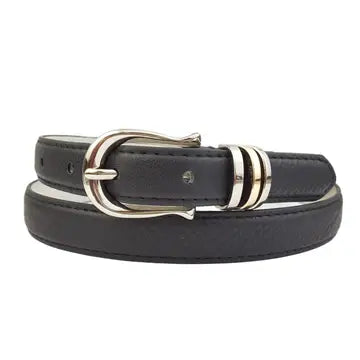 Classic Skinny Black Belt with Silver Buckle